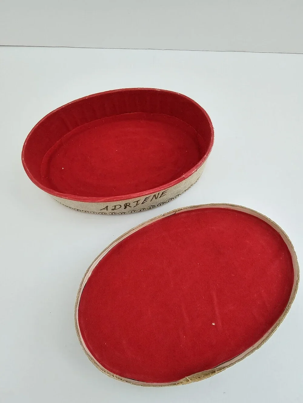Vintage Tooled Suede Leather Peacock Trinket Box Personalized Adriene Red Velvet